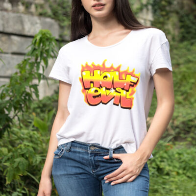 Half evil evil brushed flame shirt