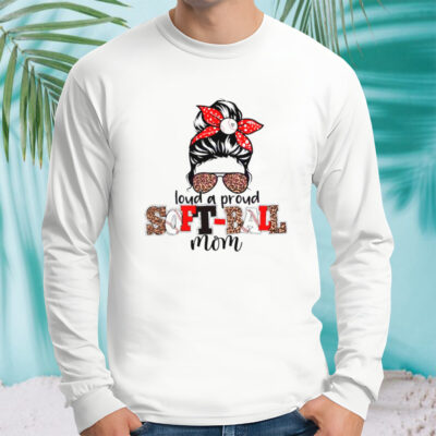 Heart Mother Day Loud And Proud SoftBall Mom Glass Leopard shirt