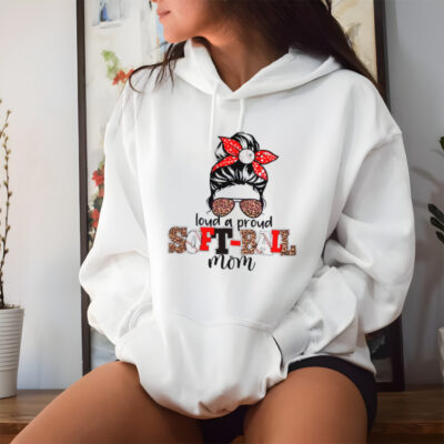 Heart Mother Day Loud And Proud SoftBall Mom Glass Leopard shirt