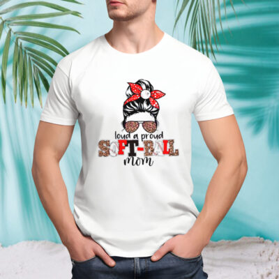 Heart Mother Day Loud And Proud SoftBall Mom Glass Leopard shirt