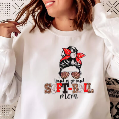 Heart Mother Day Loud And Proud SoftBall Mom Glass Leopard shirt