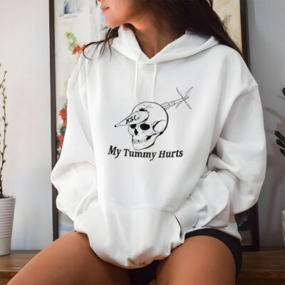 My tummy hurts skull shirt