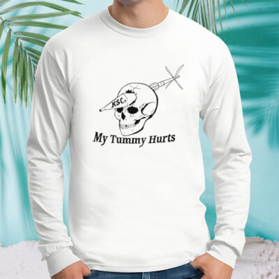 My tummy hurts skull shirt