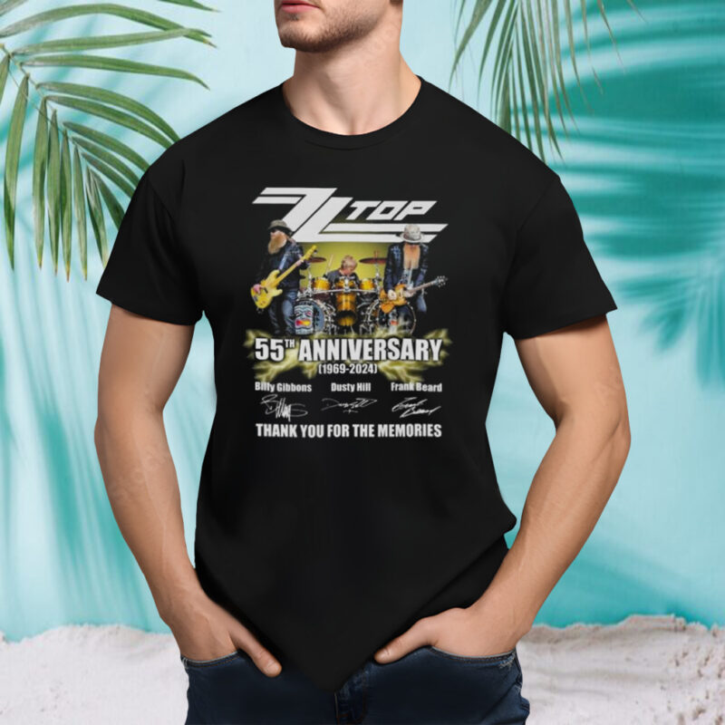 ZZ Top 55th Anniversary 1969-2024 Thank You For The Memories Signatures Shirt