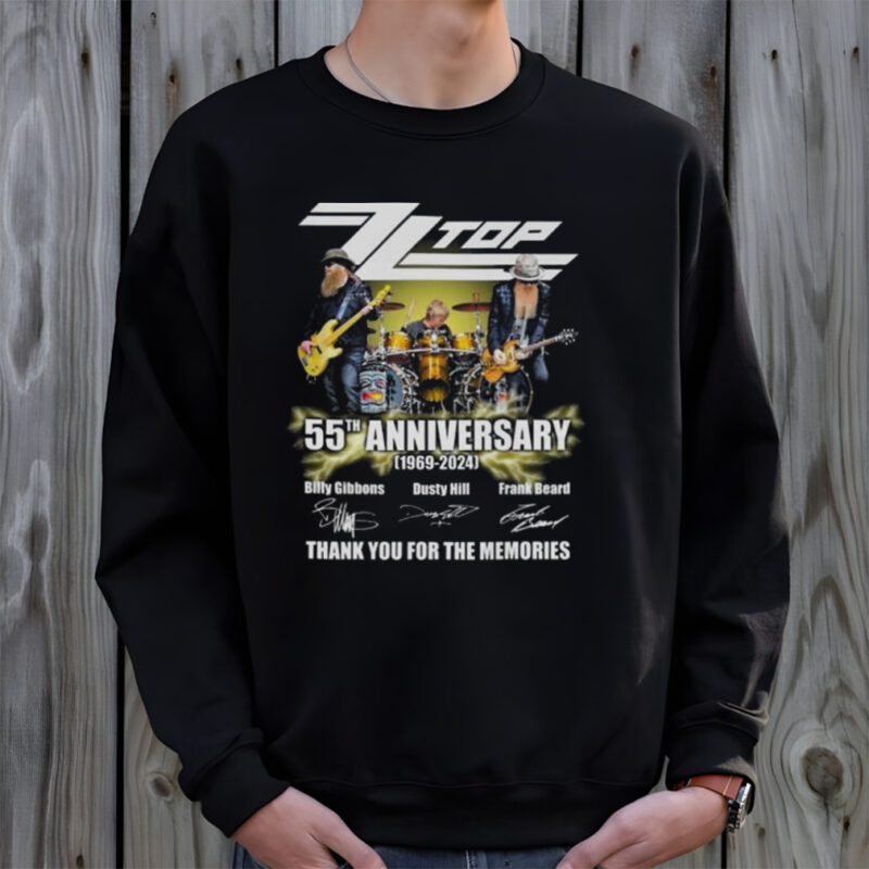 ZZ Top 55th Anniversary 1969-2024 Thank You For The Memories Signatures Sweashirt
