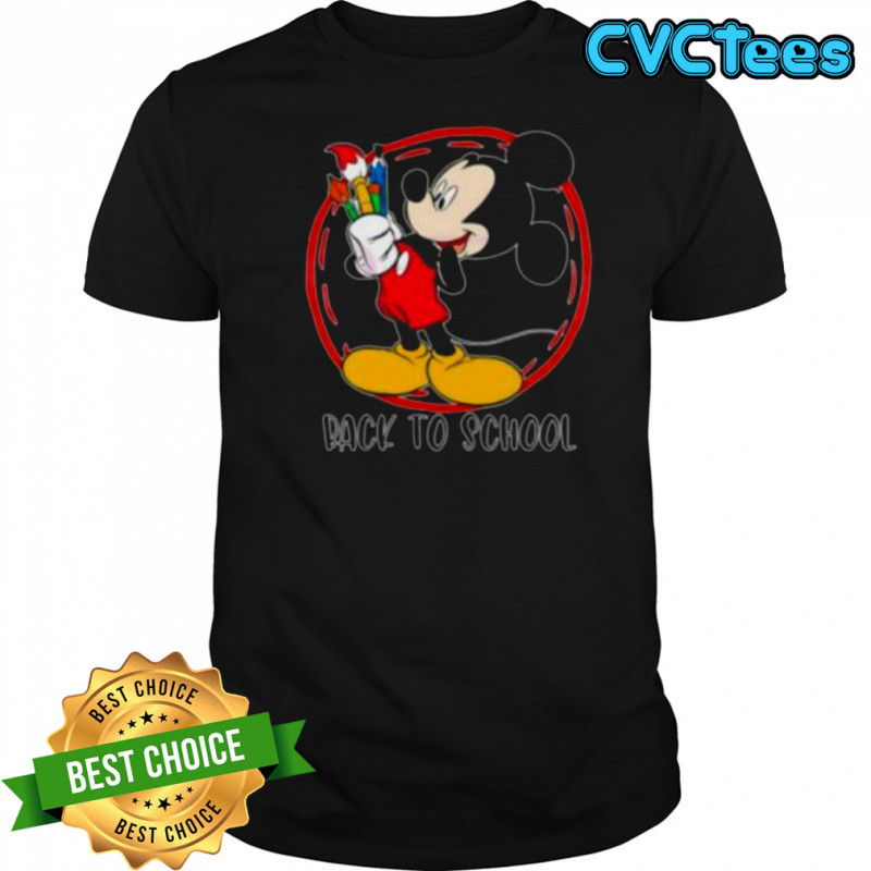 Back to school Mickey Mouse paintbrush art shirt