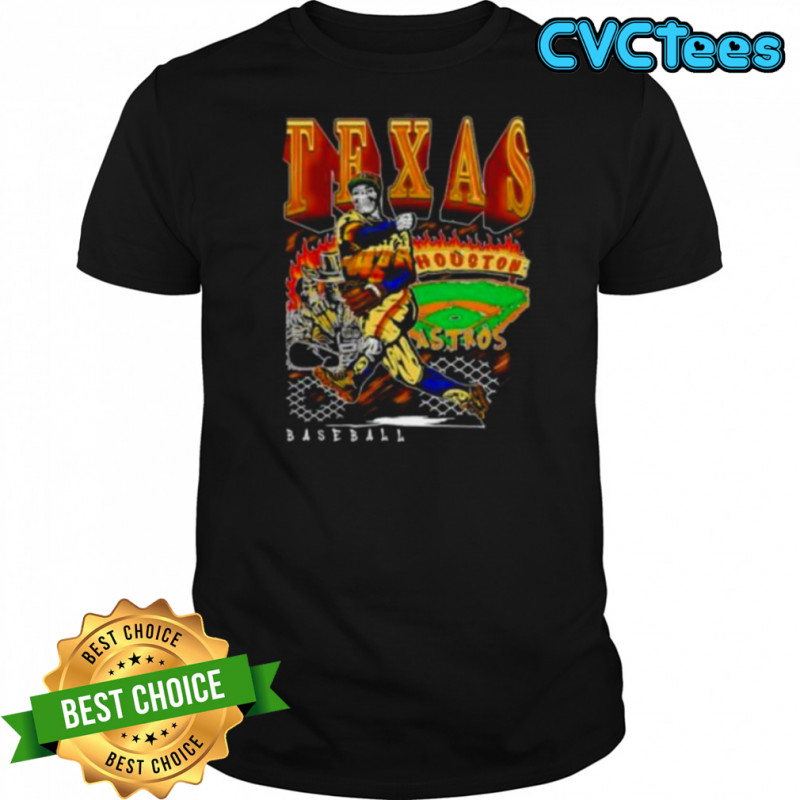 Houston Texas Baseball player skeleton art shirt
