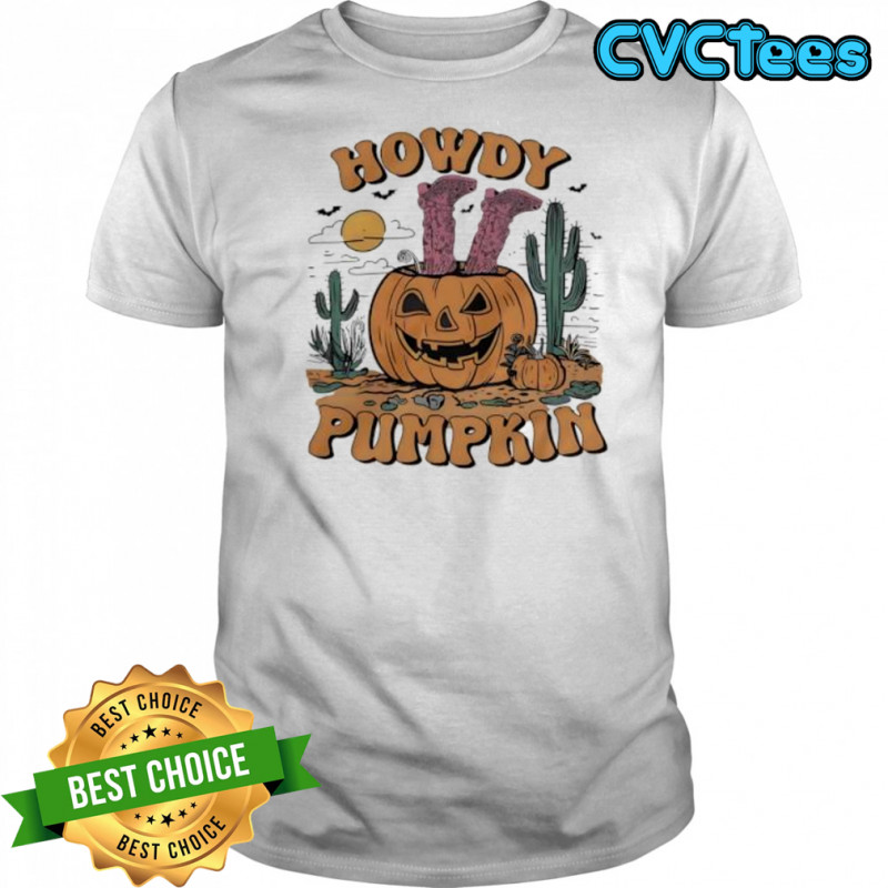 Howdy Halloween Pumpkin Graphic Cowgirl shirt