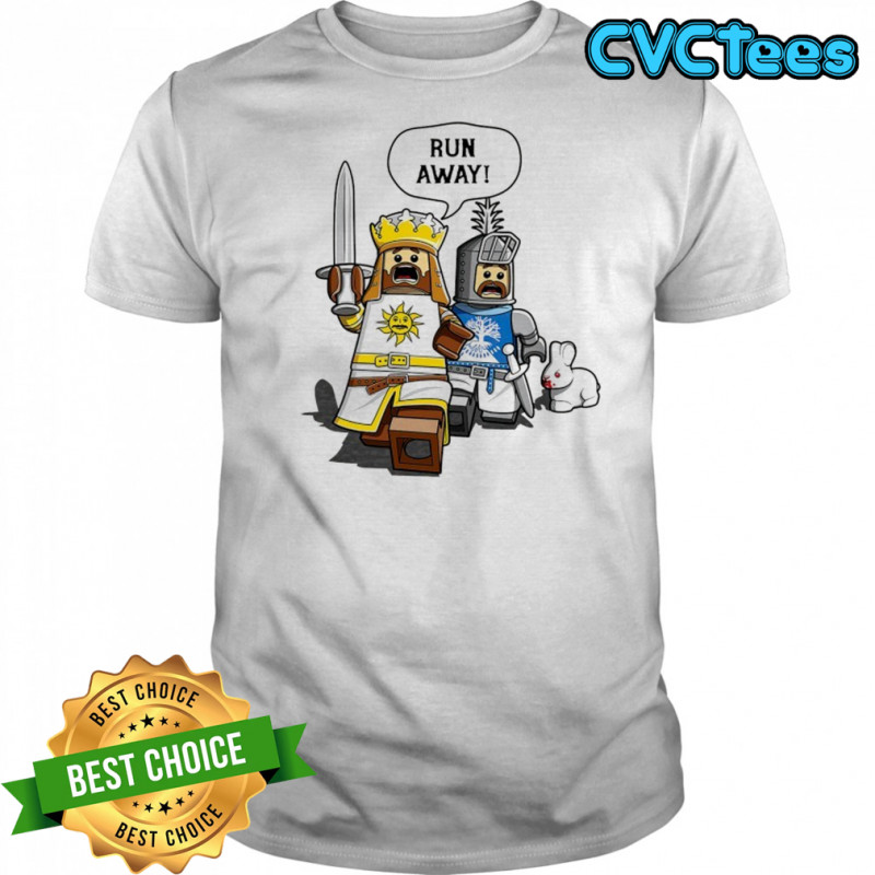 King Arthur and Sir Bedevere Lego run away shirt