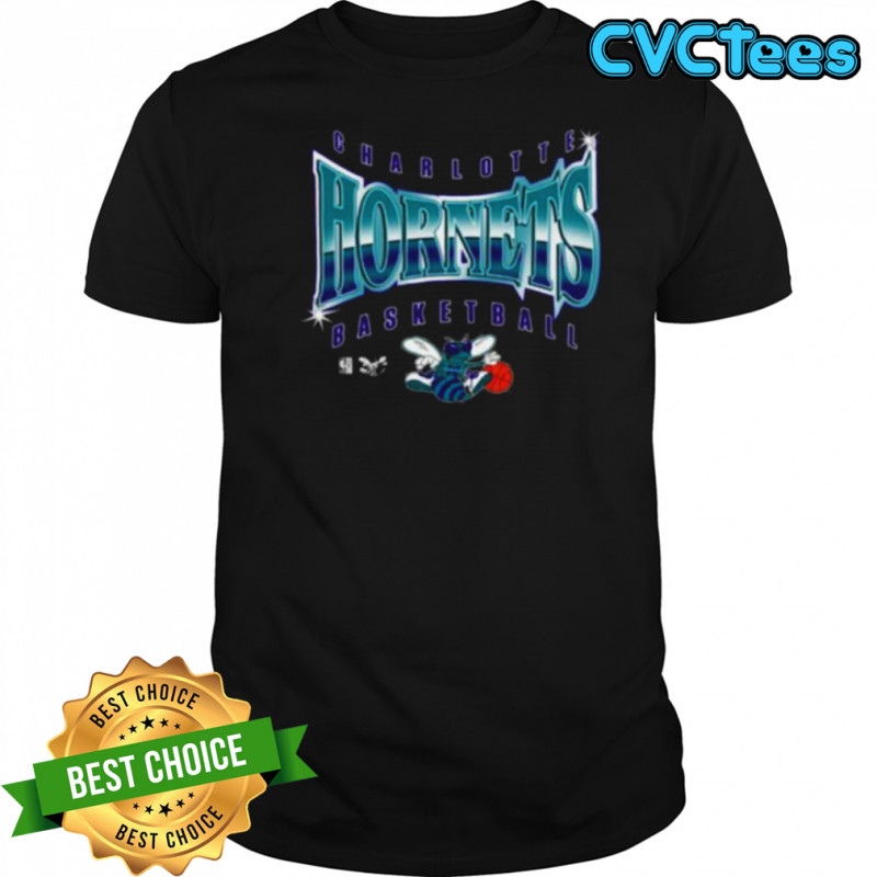 Men’s Mitchell & Ness Black Charlotte Hornets Worldwide Collection Glow Up T Shirt