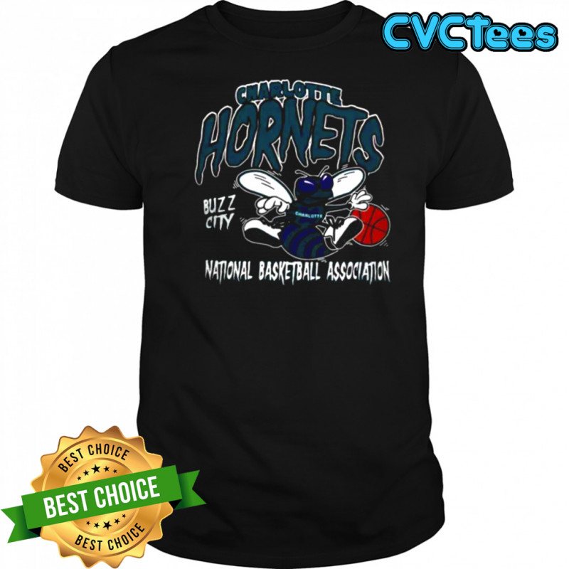 Mitchell & Ness Black Charlotte Hornets Retro Mascot Script T Shirt