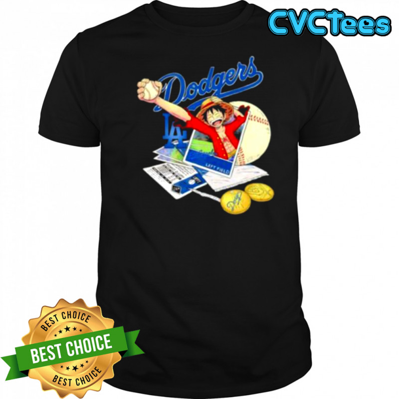 One Piece Monkey D. Luffy X Los Angeles Dodgers left field shirt