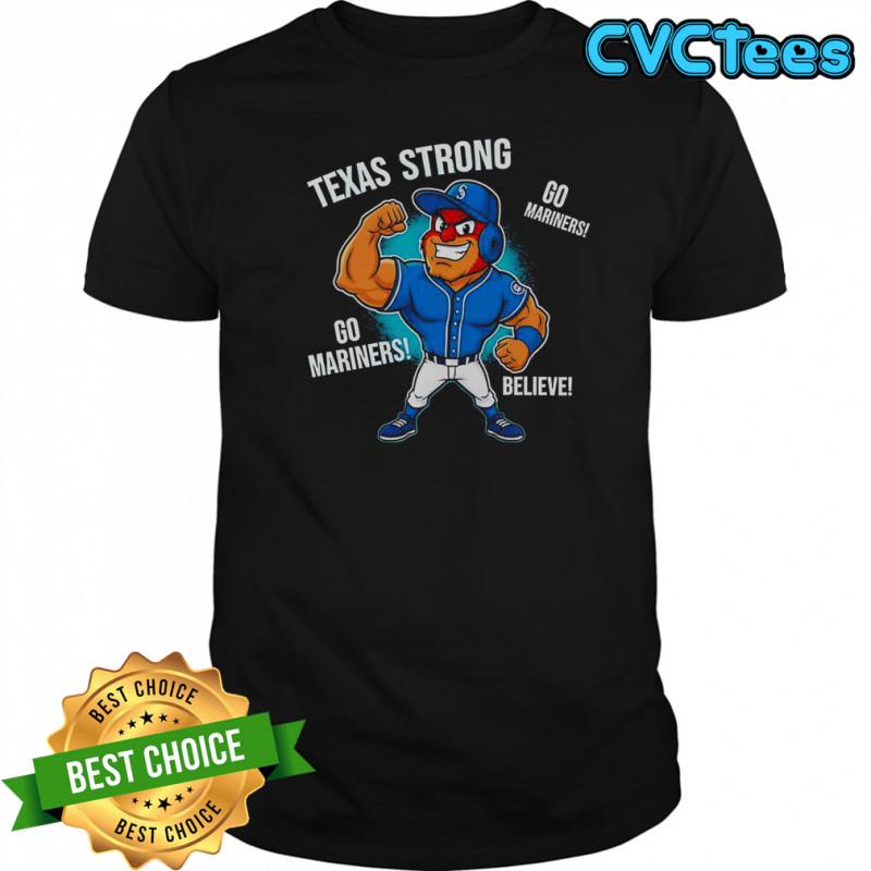 Seattle Mariners Texas Strong Mariner Moose Mascot Cartoon T-Shirt