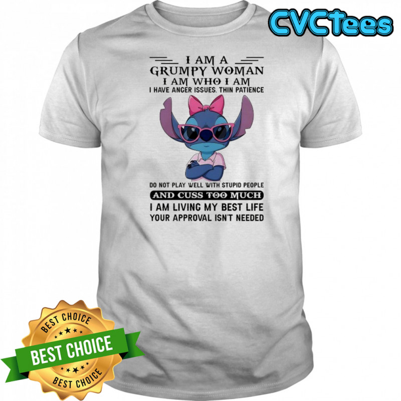 Stitch I am a Grumpy Wpman I am who I am I have anger issues shirt