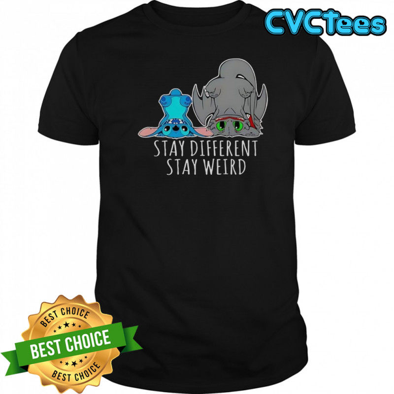 Toothless And Stitch Stay Different Funny Cartoon T-Shirt