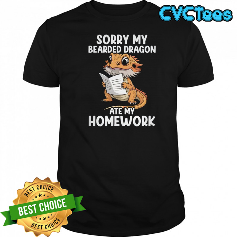 Bearded Dragon Ate Homework Funny Bearded Boys Girls Kids shirt
