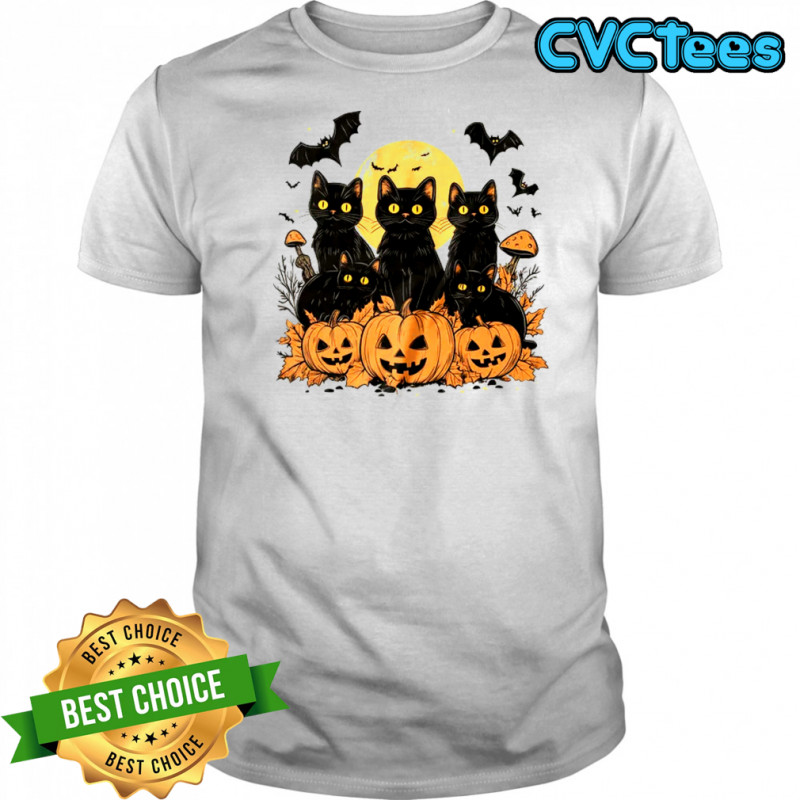 Black Cat Pumpkin Retro Halloween Cat Gothic Spooky Season shirt