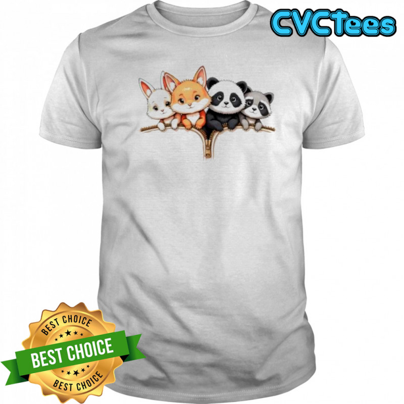 Cartoon Creatures Peeking from Zipper shirt
