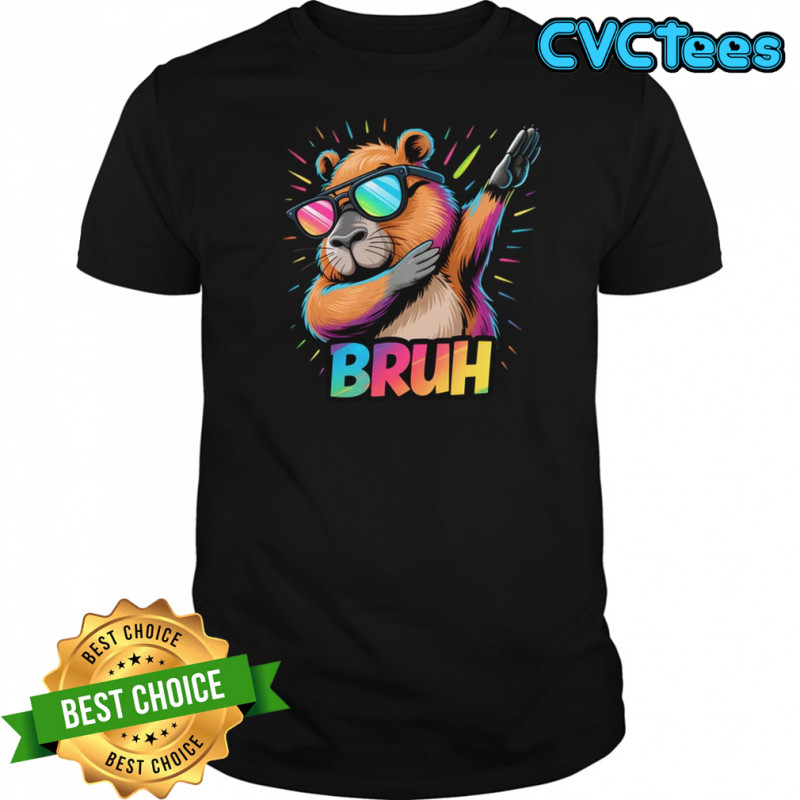 Dabbing Capy Bruh Teens Youth Kids Meme Rodent Lovers shirt