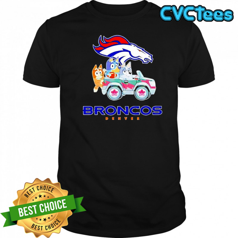 Denver Broncos Bluey cartoon charactor shirt