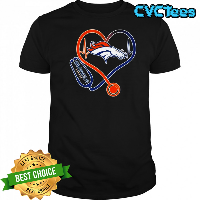 Denver Broncos Nurse Heartbeat Stethoscope T-shirt