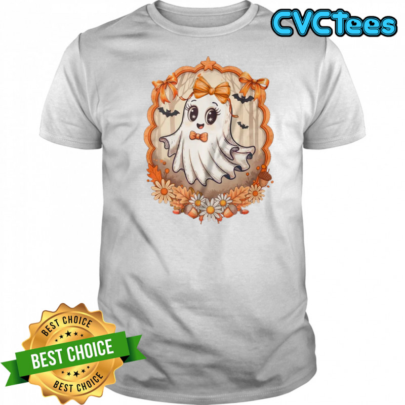 Ghost Fall Halloween Bows Flowers Girly Spooky Season shirt