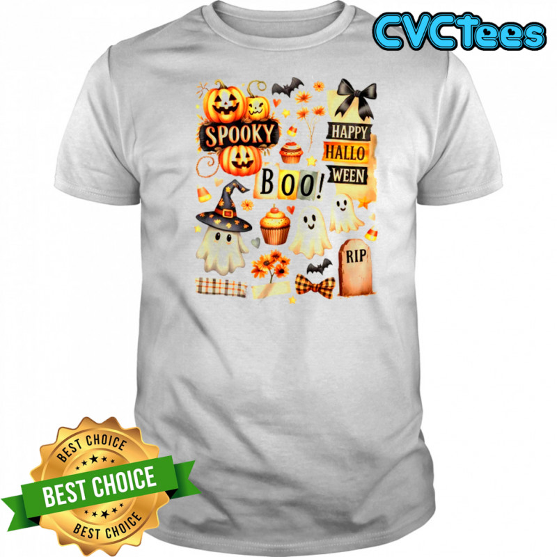 Halloween Pumpkin Boho Floral Fall Autumn Spooky Season shirt