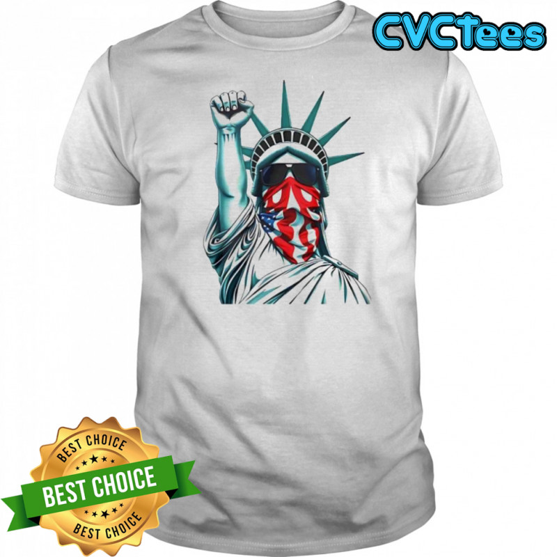 Liberty with American flag mask shirt