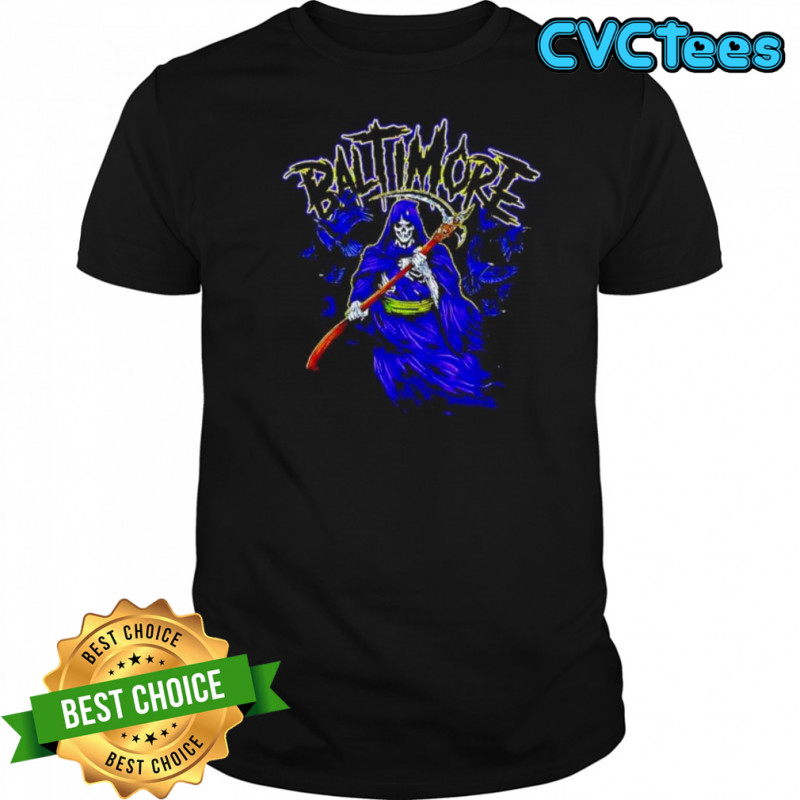 Baltimore Ravens Grim Reaper and Ravens shirt