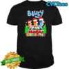 Bluey Merry Christmas Cartoon Dog Family and Santa Hats shirt