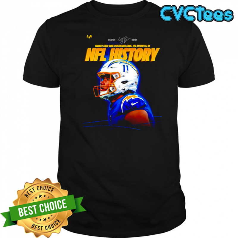 Cameron Dicker Los Angeles Chargers highest field goal percentage in NFL history signature shirt