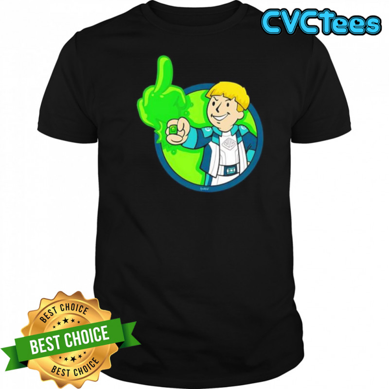 Cartoon Boy Middle Finger Green Glow shirt
