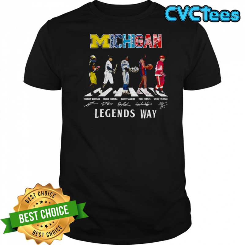 Charles Woodson Miguel Cabrera Barry Sanders Isiah Thomas and Steve Yzerman Abbey Road Michigan Legends Way shirt