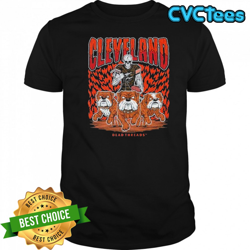 Cleveland Browns Dead Threads Skeleton Bulldogs T-shirt