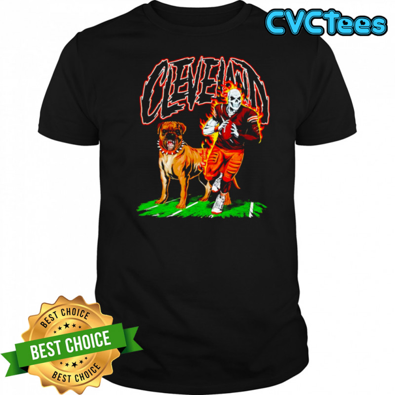 Cleveland Browns Skeleton Football Player and Dog shirt