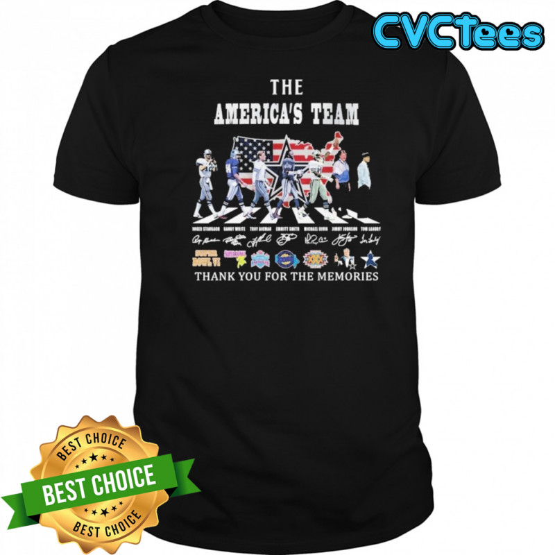 Dallas Cowboys The America’s Team Thank You For The Memories Road Abbey Signatures T-shirt