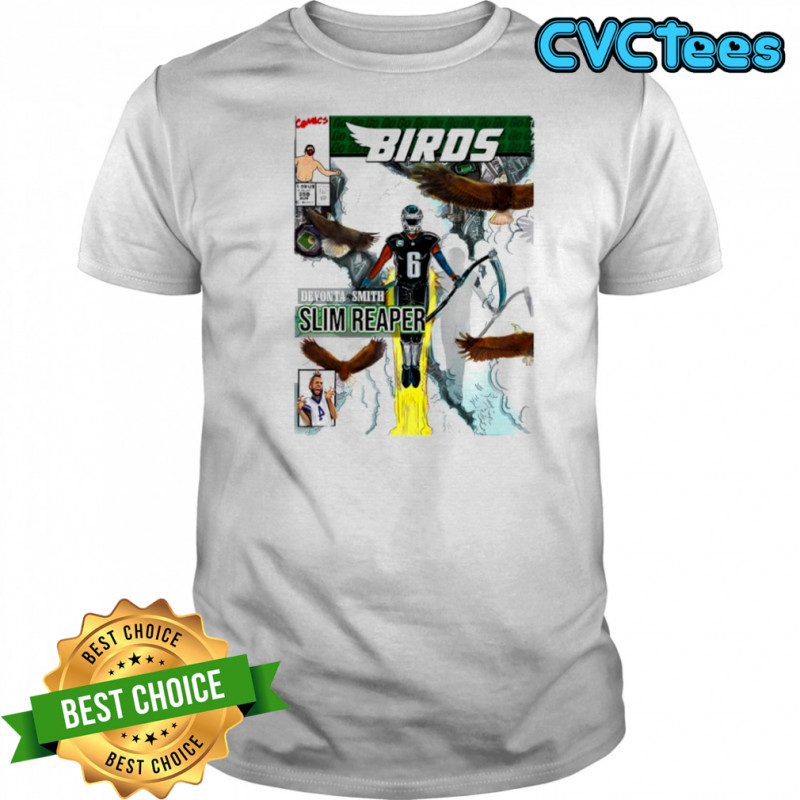 DeVonta Smith Philadelphia Eagles football Slim Reaper inspired comic shirt