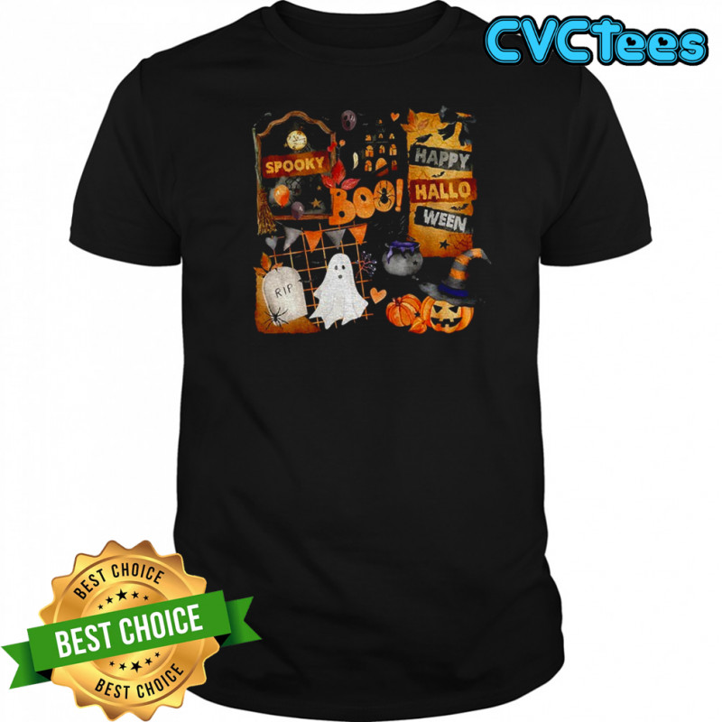 Ghost spooky boo pumpkin Happy Halloween autumn vibes shirt