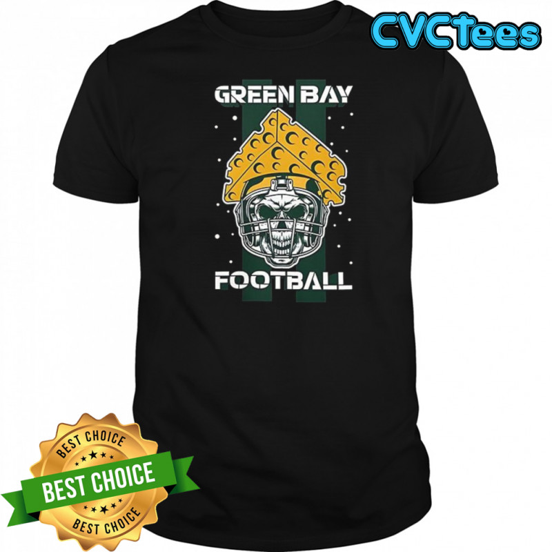 Green Bay Football Skull Wearing Cheesehead Helmet Grunge shirt
