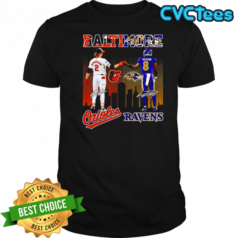 Gunnar Henderson Baltimore Orioles and Lamar Jackson Baltimore Ravens signature shirt