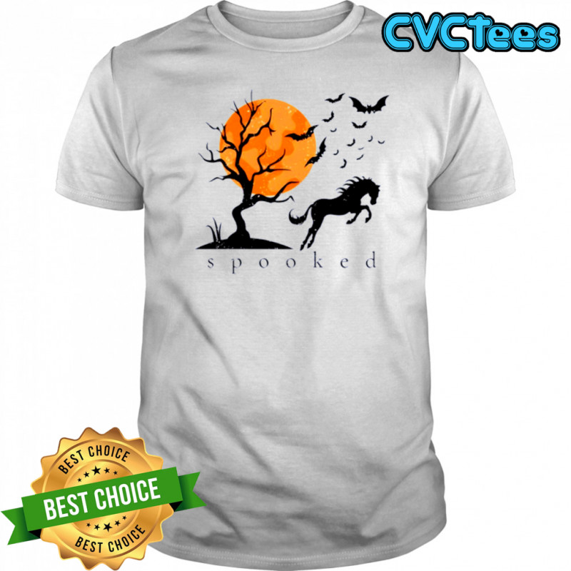 Horse vintage moon and bats equestrian spooked Halloween shirt