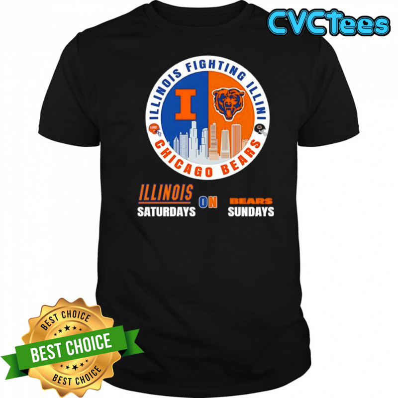 Illinois Fighting Illini Saturdays on Chicago Bears Sundays helmet logo shirt