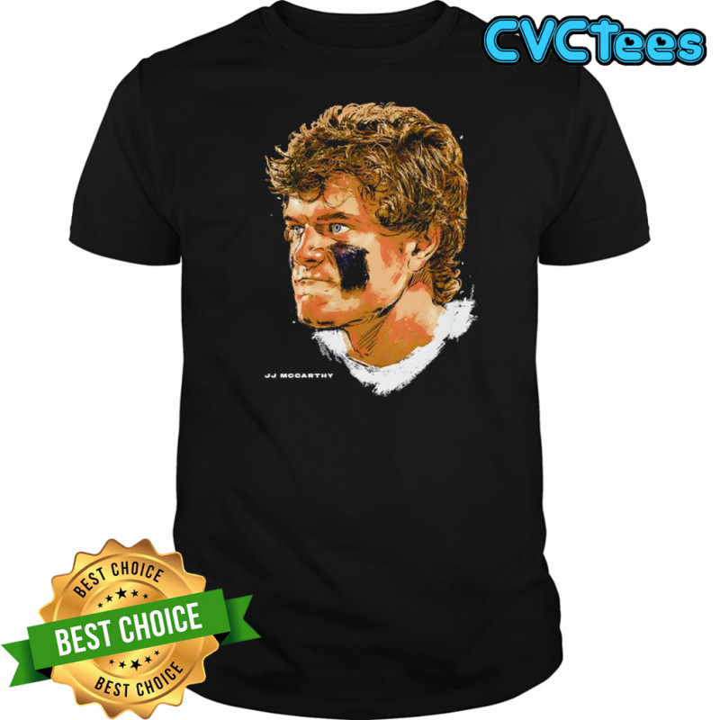 J.J. McCarthy Minnesota Viking NFL game big face shirt