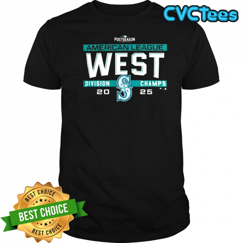 Seattle Mariners MLB 2025 Al West Division Title Postseason Locker Room Team T-Shirt