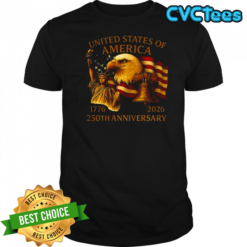 250 years anniversary USA Statue of Liberty Bald Eagle and Liberty Bell shirt