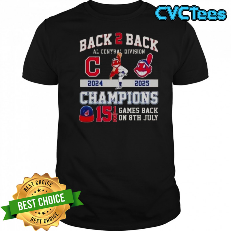 Back 2 Back 2024-25 Al Central Division Champions Cleveland Guardians Games Back On 8th July T-Shirt Back 2 Back 2024-25 Al Central Division Champions Cleveland Guardians Games Back On 8th July T-Shirt