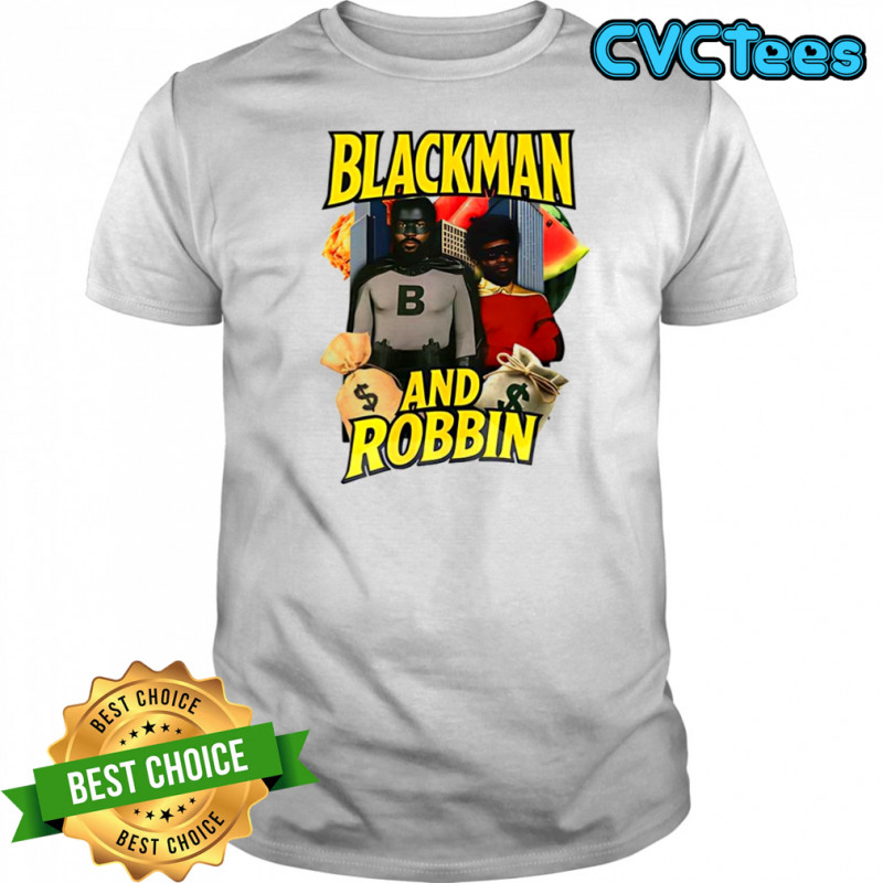 Blackman and Robbin Batman superhero parody shirt