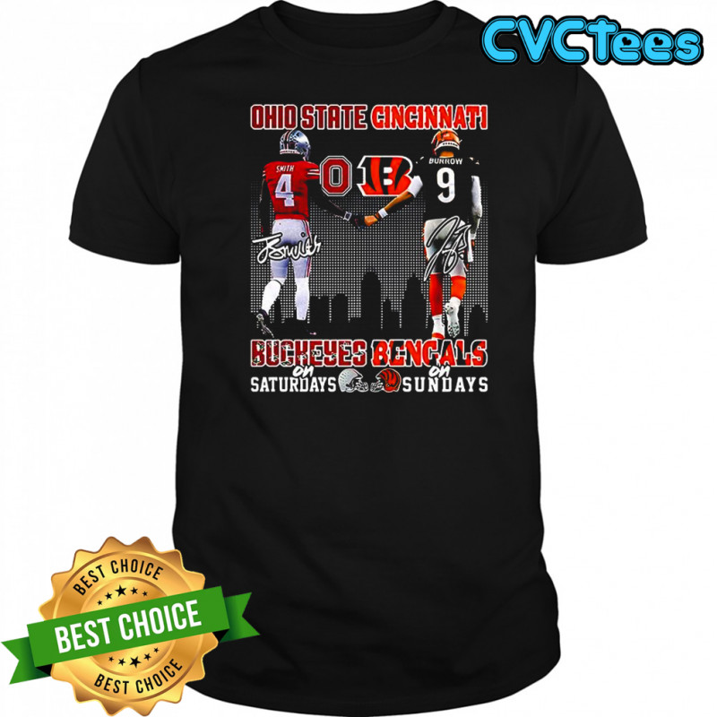 Brian Smith Ohio State Buckeyes on saturdays and Joe Burrow Cincinnati Bengals on sundays signature shirt