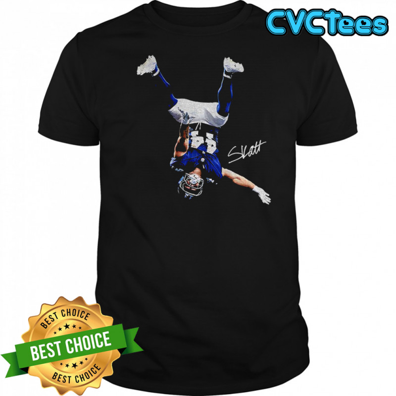 Cam Skattebo Flipped pose New York Giants NFL Football signature shirt