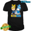 Charlie Brown and Snoopy wearing Michigan Wolverines and Detroit Lions logo shirt